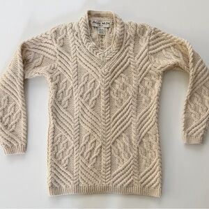 Aran Mor Women's Cream Wool Cable Knit Sweater | Size S | EUC